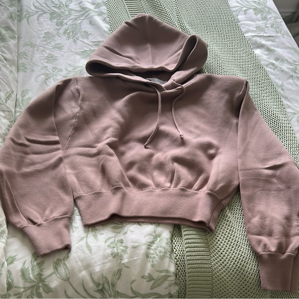 Zara Dusty Pink Cropped Hoodie Size S  Sweater Hoodie